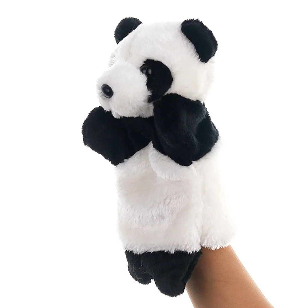 1PC Panda Toy Plush Hand Puppet Story Telling Props Role Play Accessory Party Favor Parent-Child Interactive (25cm)