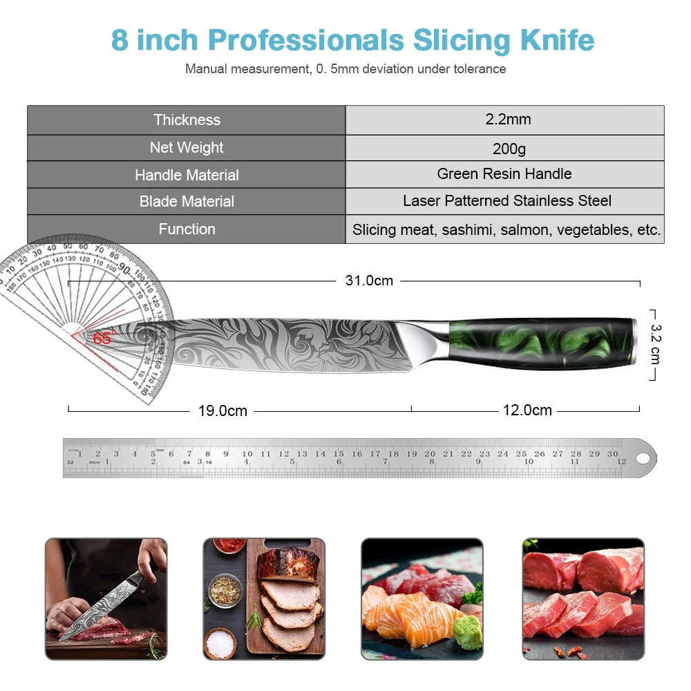 Sharp Cleaver Knife Premium Brisket Slicing Breaking Knives 8 Inch Butcher Carving Knife Meat Trimming BBQ Brisket Knife