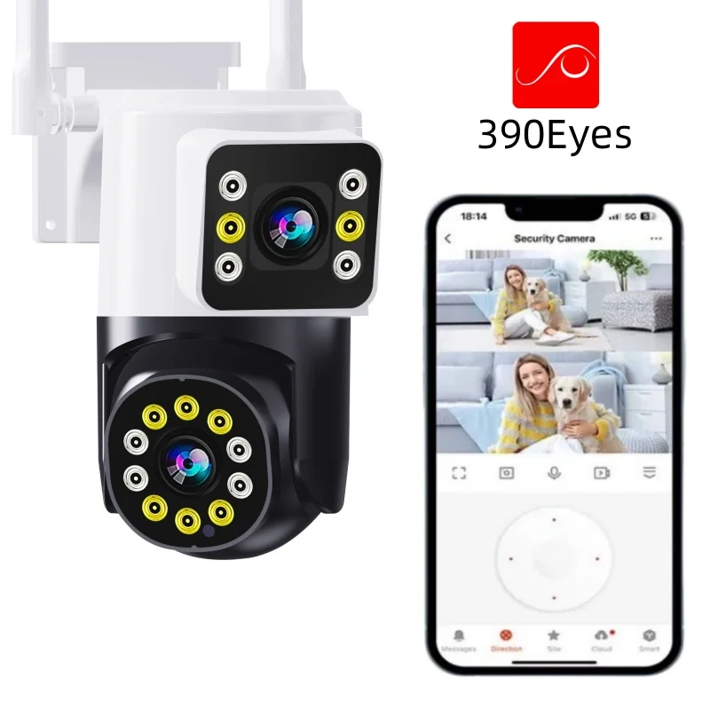 390Eyes APP Dual Lens Full Color Wireless PTZ Intercom IP Dome Camera AI Humanoid Detection CCTV Baby Monitor TC193 4MP 390Eyes