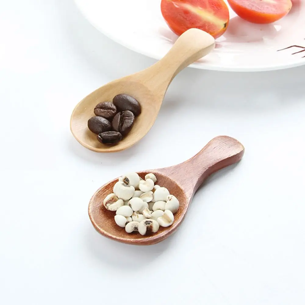 Cooking Tools Natural Condiment Scoop Small Mini Sugar Spoon Coffee Tea Salt Wood Spoons