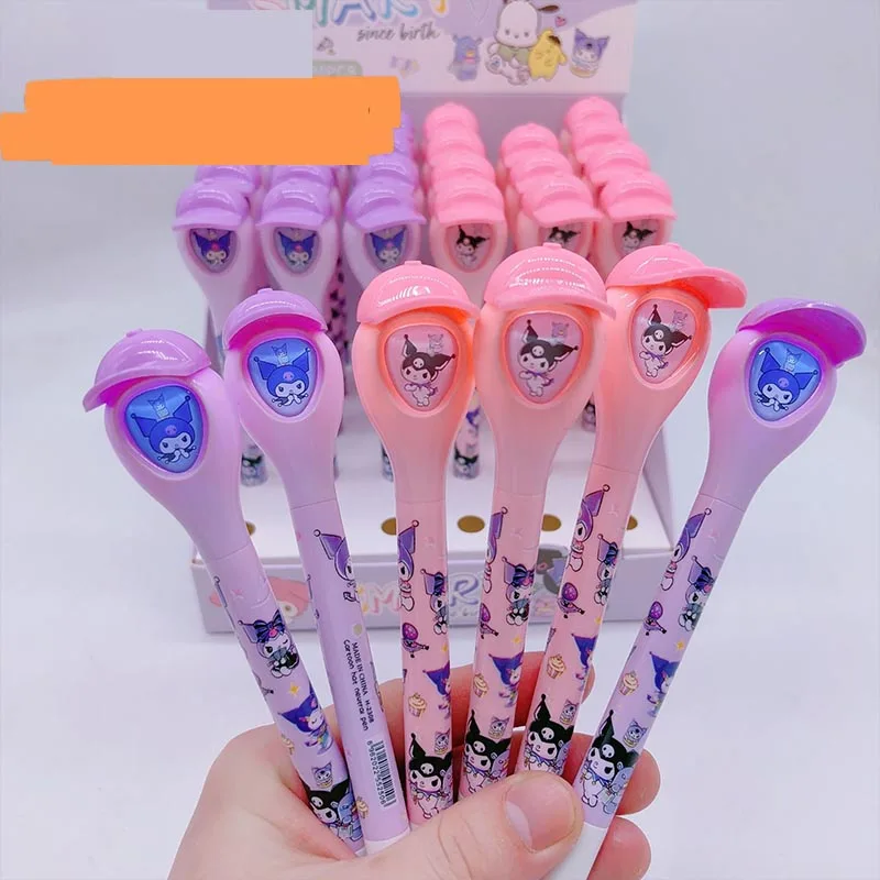 

30pcs/lot Creative Kuromi Hat Light Gel Pen Pochacco Melody 0.5mm Black Ink Neutral Pens Promotional Gift Office School Supplies