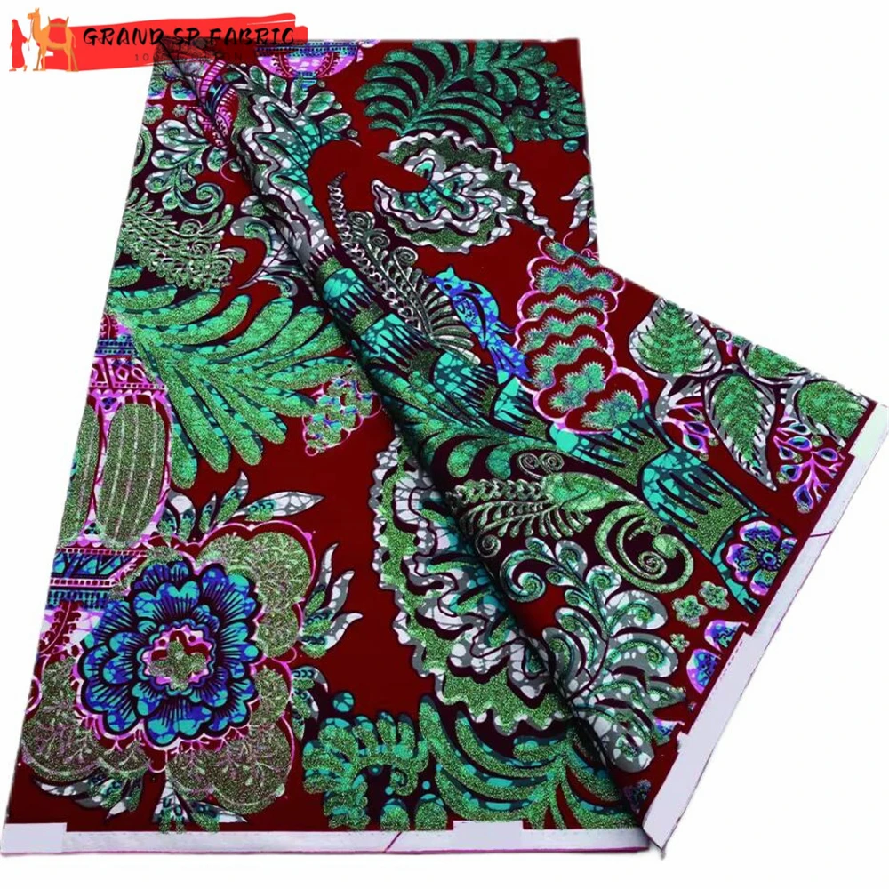 Grand Super 100% Cotton African Wax Fabric High Quality Wax Print Ankara Fabric For Sewing 6yards Women Fabric VLS3121