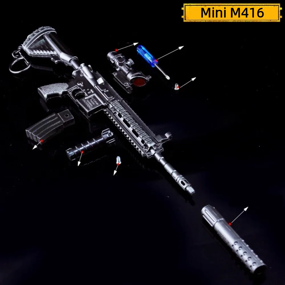 Mini Gun PUBG Gun Model Mini M416 Toy Keychain Battlegrounds Gun Model Collection No Shooting Birthday Gift