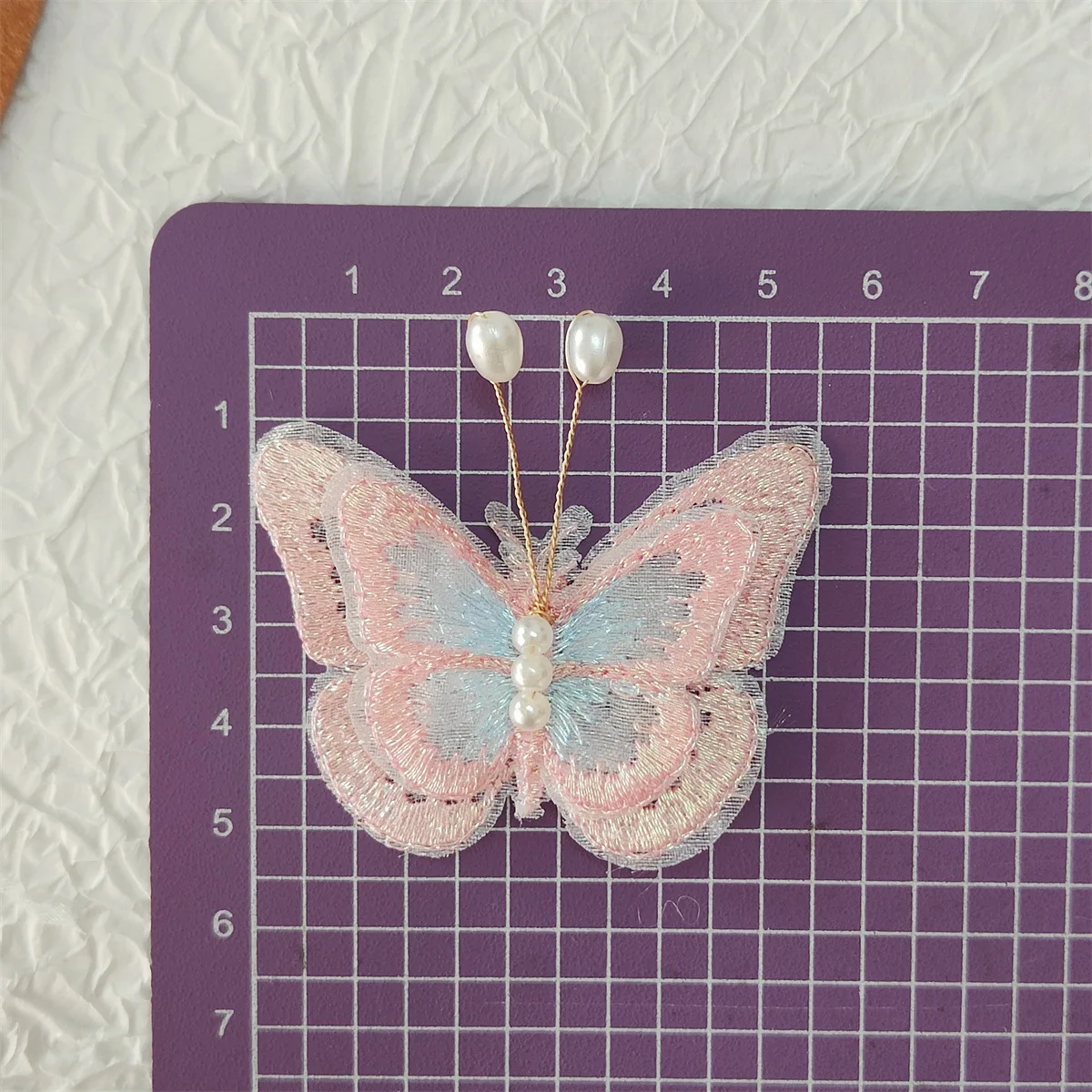 10PCS Double embroidery mesh pearl butterfly accessories diy children\'s hair accessories clothing shoes and socks bag accessorie