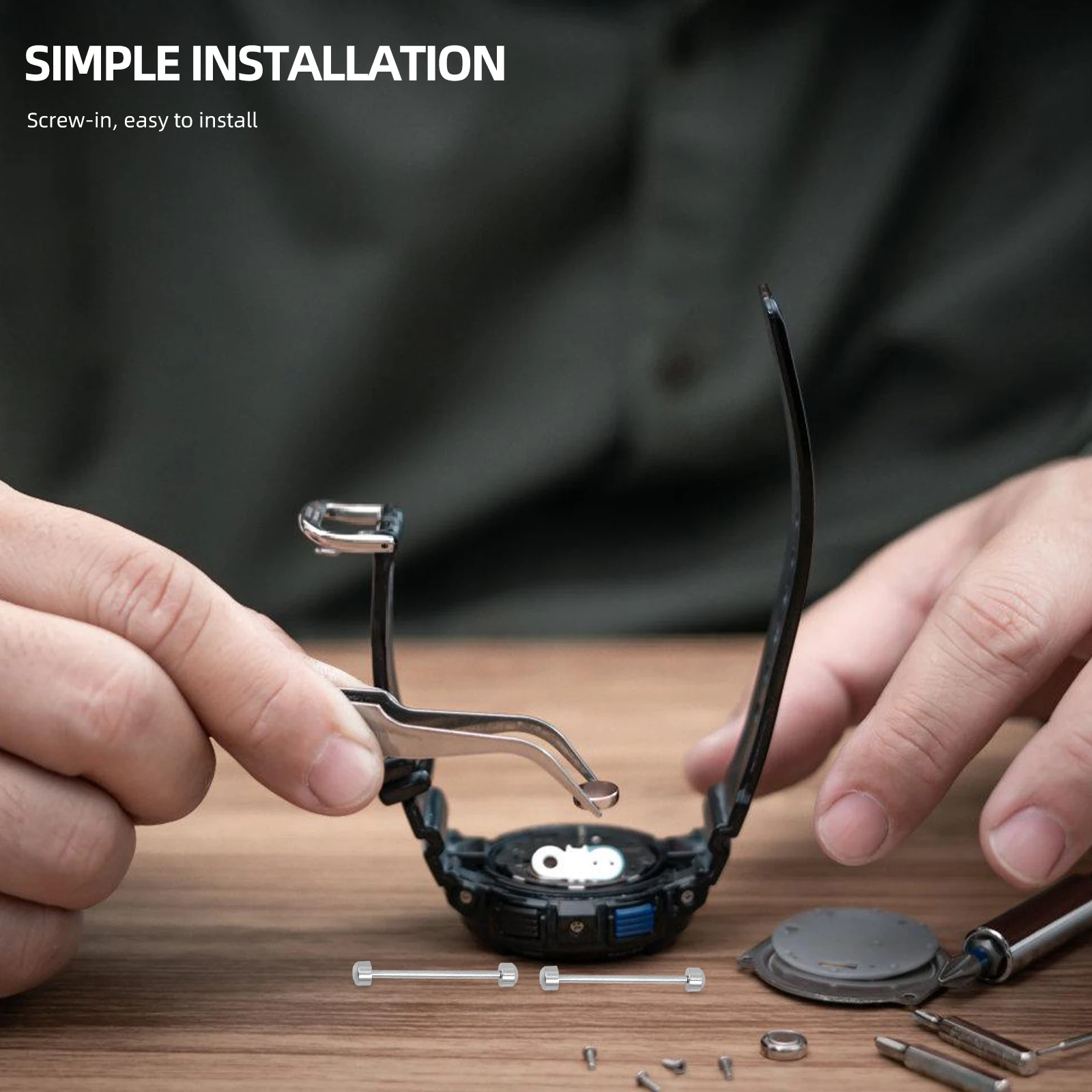 

2pcs Screw Rods Steel Color 20Mm Inner Diameter Easy Install Repair Tools For Watchmakers Watch Band Clasp Repair Watch Strap