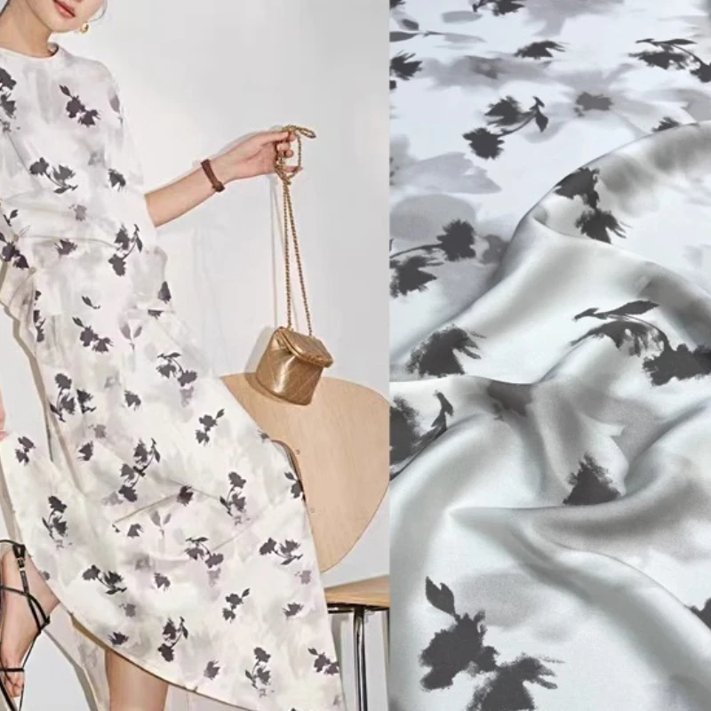 

Elasticity Double Georgette Natural Mulberry Silk Fabric for Dresses Fashion Apparel Design Cloth Diy Sewing Material Per Meter