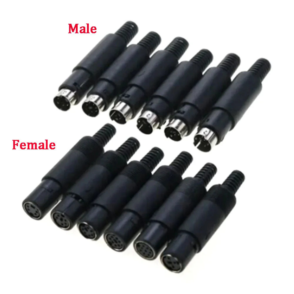 2Pcs Mini DIN Plug 3/4/5/6/7/8Pin Chassis Cable Mount Male Female Socket 3-8Pin Welding Wire S Terminal Mini PS2 Male Connector