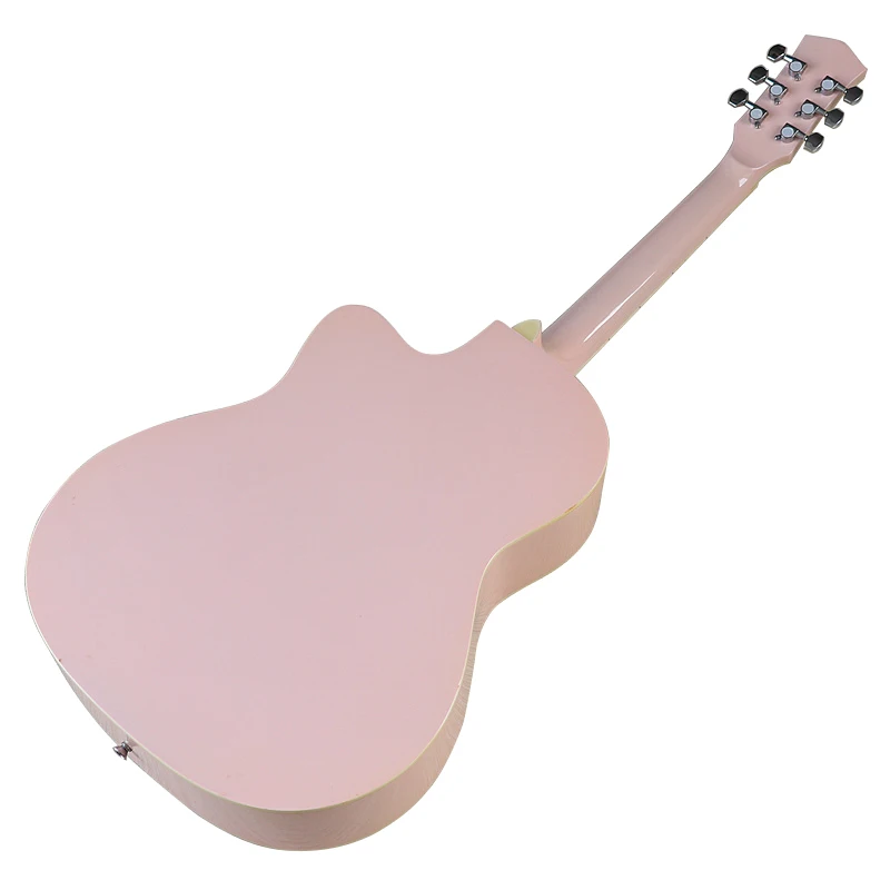 Frete grátis guitarra acústica de 6 cordas 40 tamanhos guitarra folk preta alto brilho rosa com bolsa