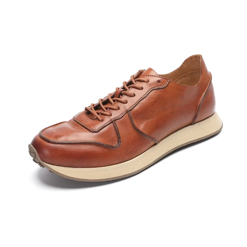 Summer Business Sports Casual Fashion Leather Shoes Men's First Layer Cowhide Retro Genuine Leather Forrest Gump Sneakers