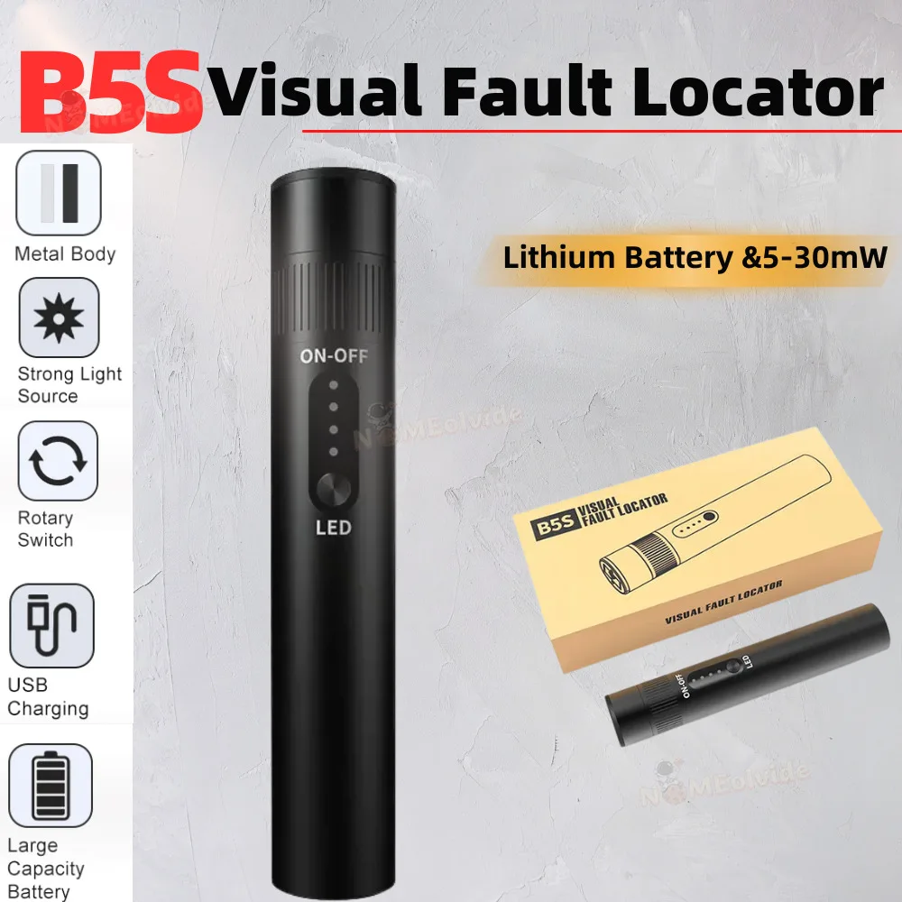 

1/10/20/30mW B5S Visual Fault Locator Fiber Optical Cable Tester Pen Type VFL for FC/SC/ST Strong Red Light Source Pen Red Pen