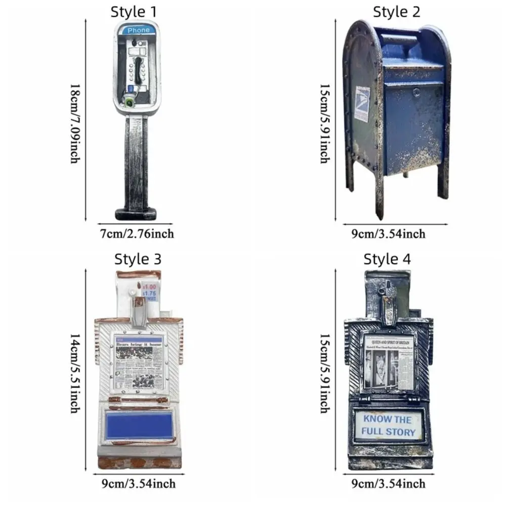 Miniaturowa telefoniczka w skali 1:12, w stylu vintage, meble do domku dla lalek, miniaturowa skrzynka pocztowa, ozdoba, dekoracja budki telefonicznej.