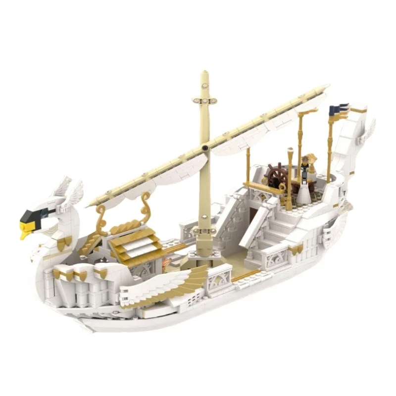 Ring Movie Street View Model MOC Building Bricks A Swan Shaped Boat Modular Technology Gifts Holiday Assemble Children Toys Suit