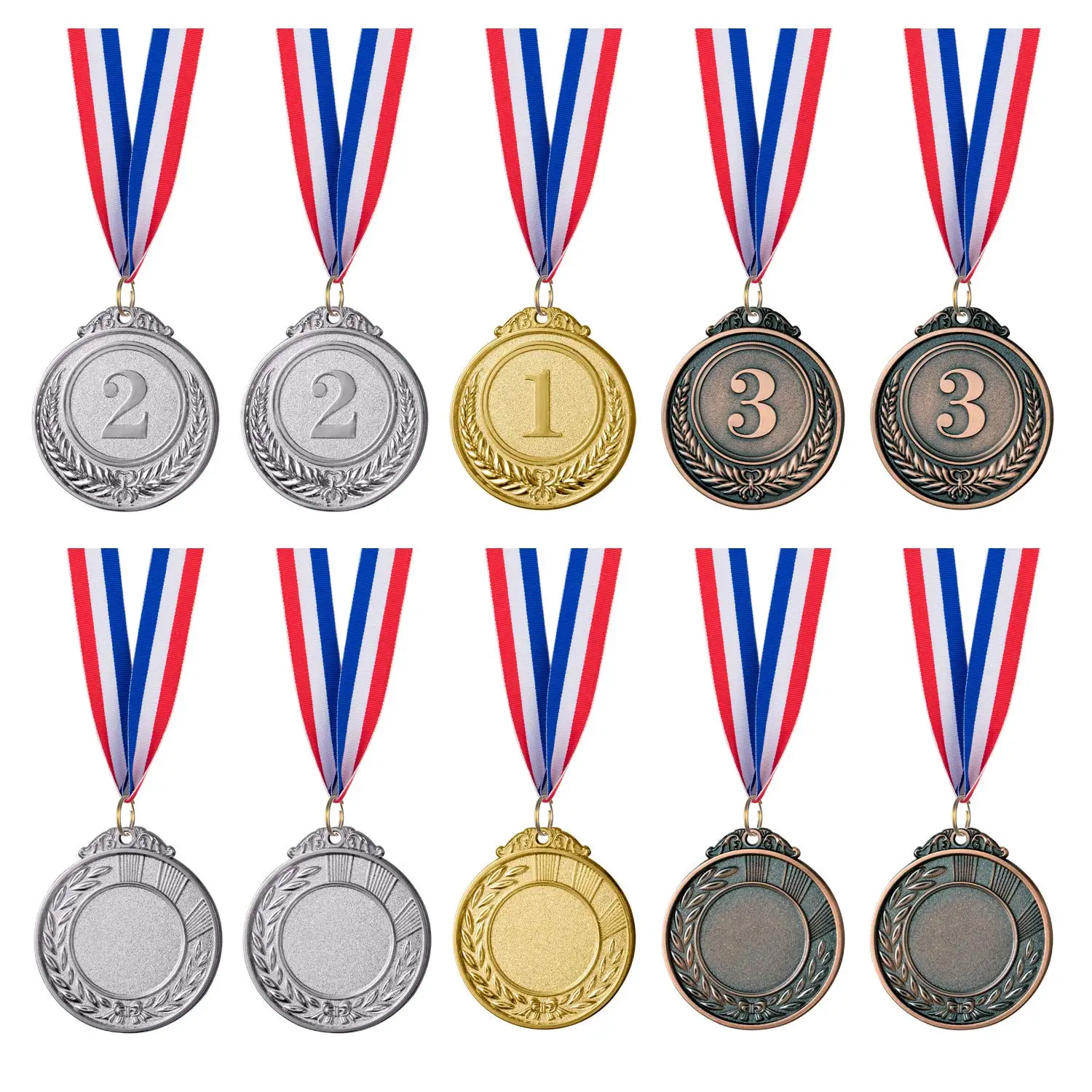 12 Pieces Gold Silver Bronze Winner Medals 2 Inch For Competitions Parties Olympic Style Awards Medals Set