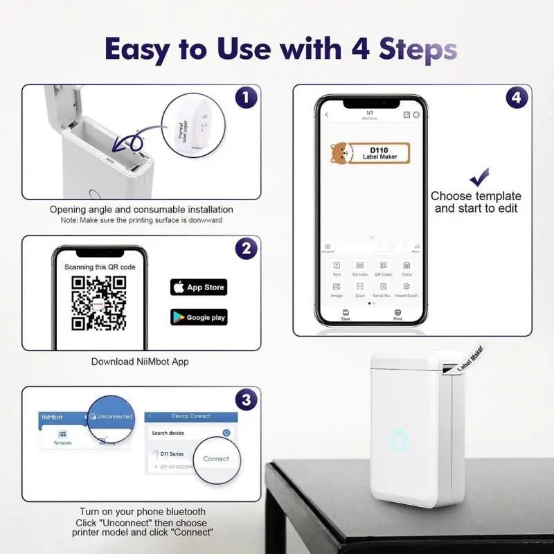 Niimbot D110 stampante per etichettatrice stampante termica per etichette Bluetooth senza inchiostro versione cartoon