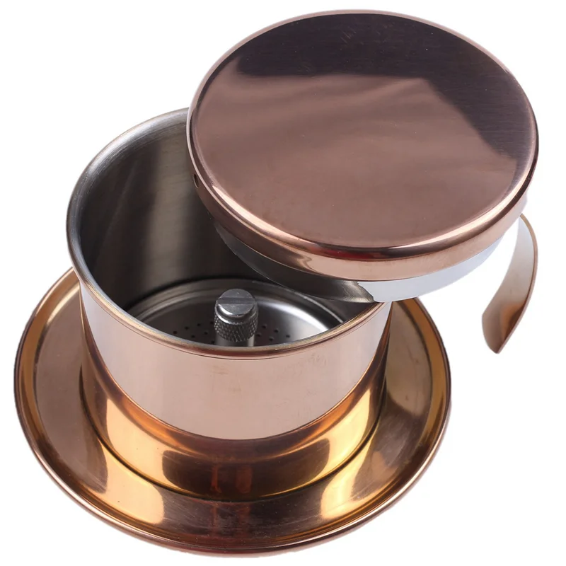 

ABPQ-6X Stainless Steel Vietnamese Coffee Filter Single Cup Vietnam Hand Punch Pot Drip Filter Coffee Pot Rose Gold