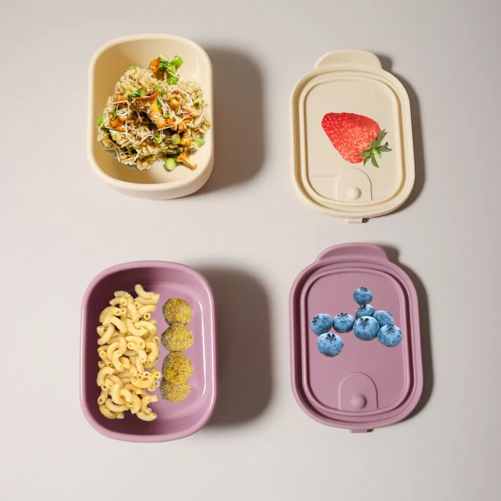 Custom Name or Text 1pc Food Grade Silicone Baby Food Storage Container, 300ml Leak-Proof Snack Box, Bento Lunch Box