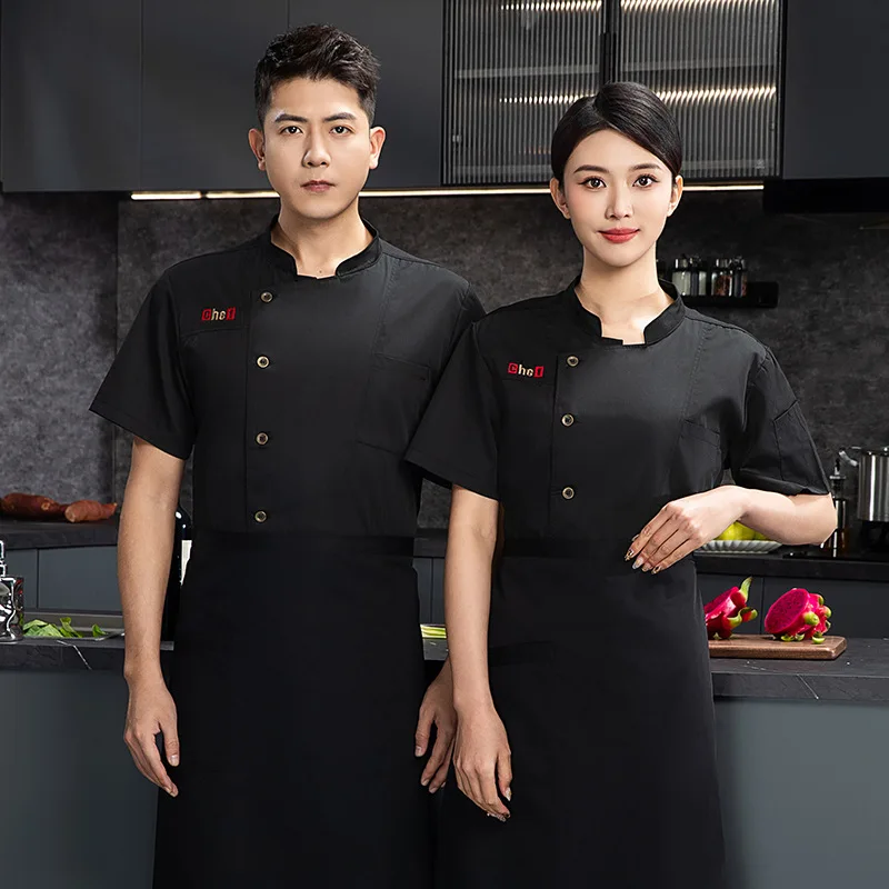 Uniforme de trabajo de camarero de restaurante occidental, camiseta de trabajo de manga corta de verano para restaurante, cantina, cocina, pastelería, Top de panadero