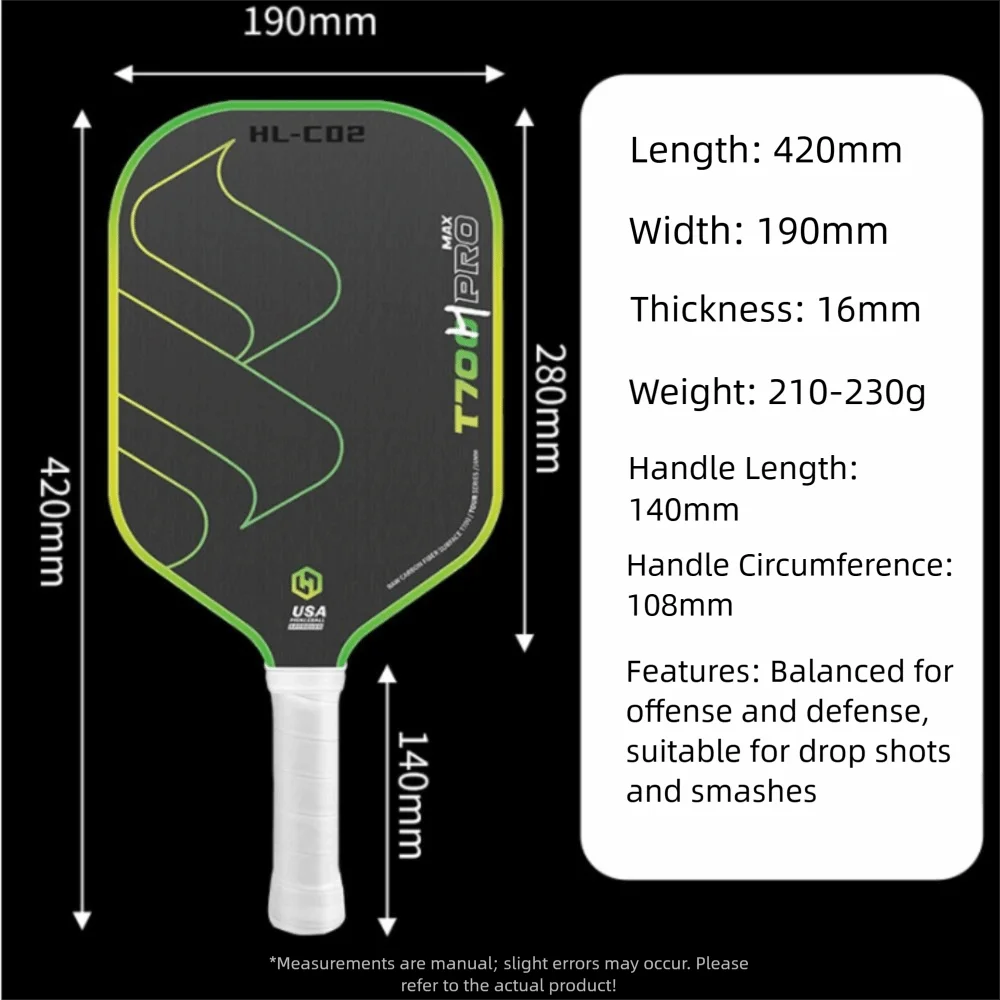 Raquetas Pickleball T700 fibra carbono con agarre antideslizante - imagen 5