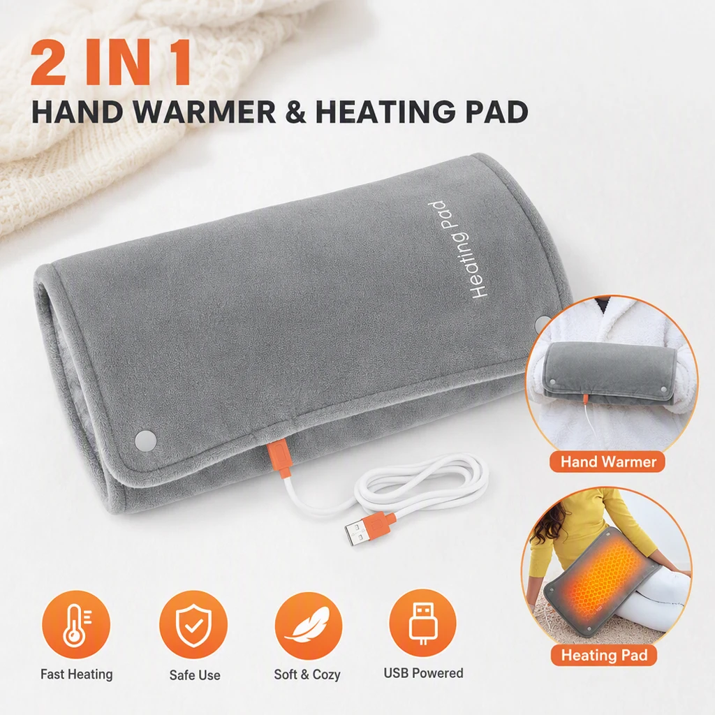 2 In 1 Electric Hand Warmer Graphene Thermostat Heating Pad Washable USB Winter Warmer Hand Warming Pad Bag Thermal Blanket