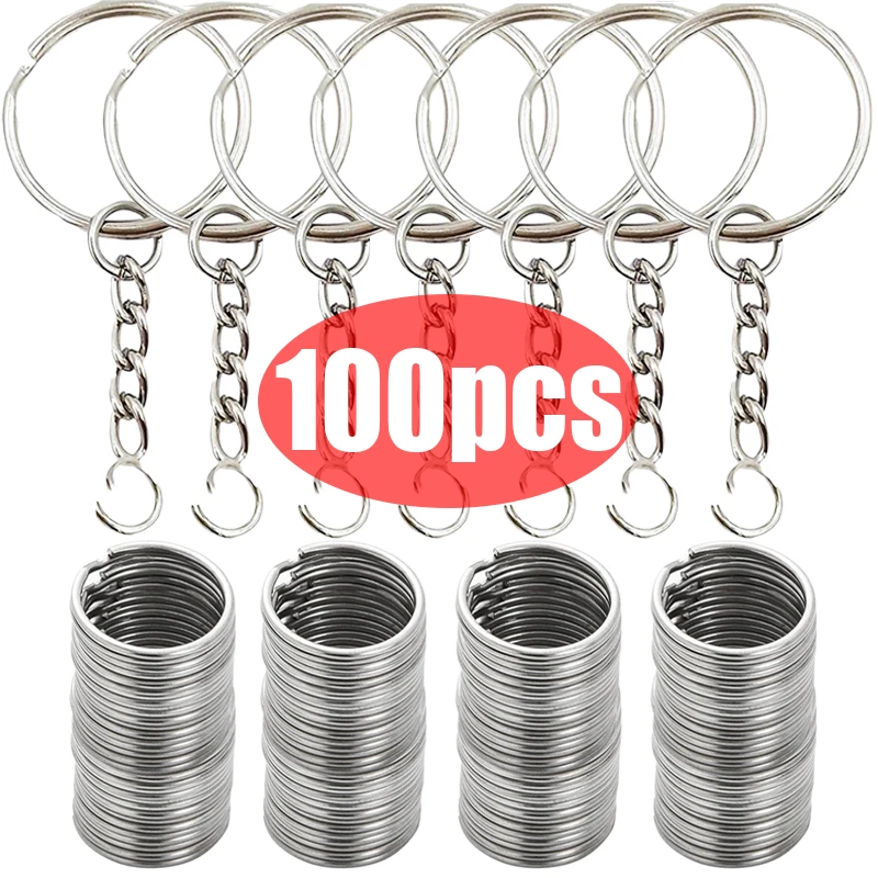 50/100pcs Universal Metal Key Ring Keychain Keyfob Anti-rust KeyRings Key Chains Car Key Pendant Split 30mm/25mm/20mm