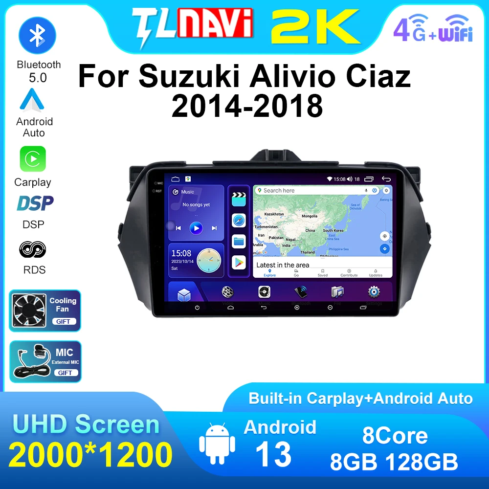 

Tulenavi For Suzuki Alivio Ciaz 2014 2015 2016 2017 2018 GPS Navigation 2K QLED Carplay Android Auto Car Radio Multimedia Player