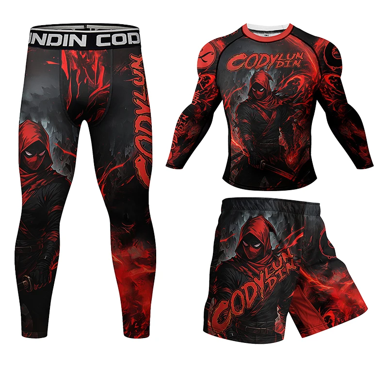 New Mens Women Compression Boxing Jerseys Rash Guard Clothing Suits Anti Rubber Rashguard Mma Shorts Jiu Jitsu T-shirt Pant Sets