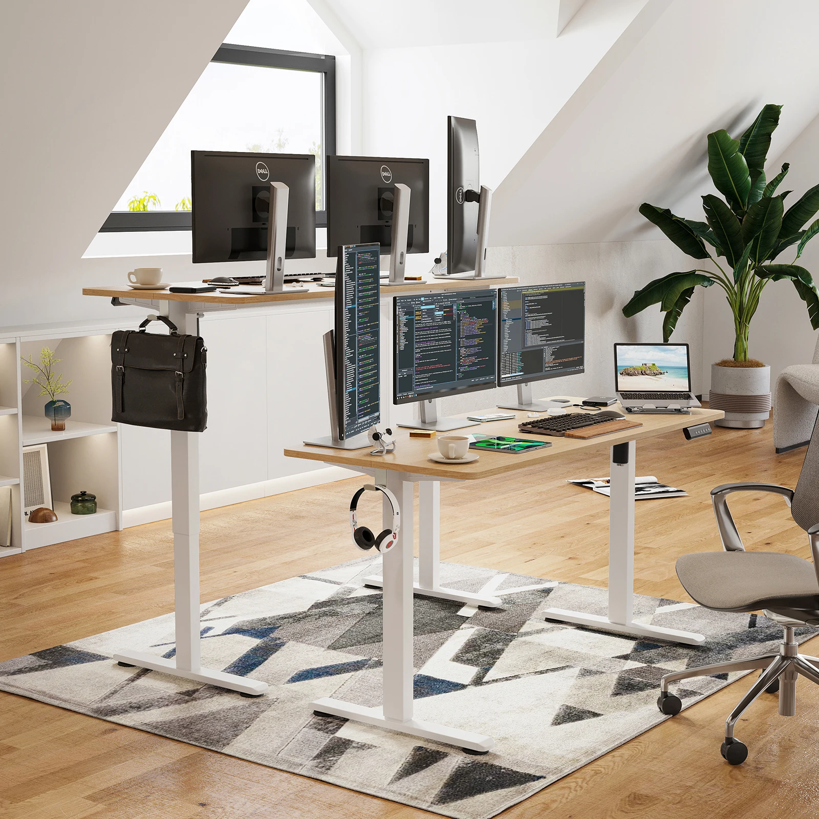 Electric Standing Desk 56‘’ ,  Adjustable Height Sit Stand Home Office Desk with Splice Board for Home Office