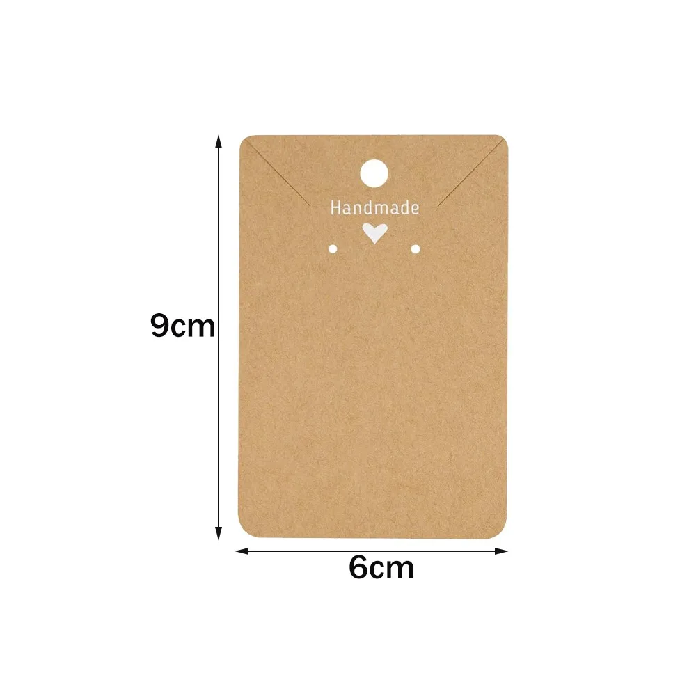 50pcs 6x9cm Brown White Necklace Earring Display Cards Paper Jewelry Holder for Selling, Hanging DIY Small Business Packaging
