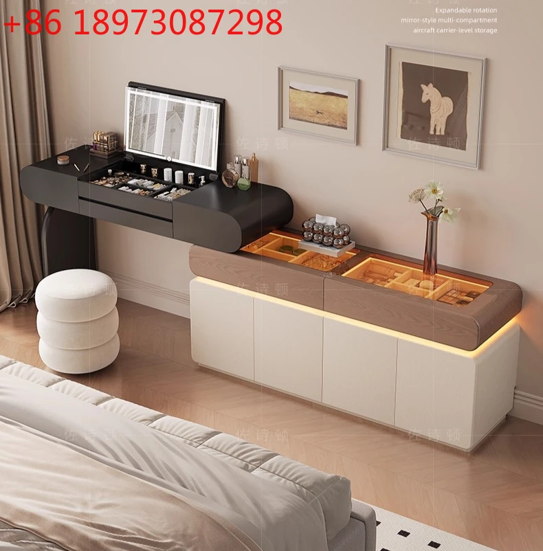 

Легкий французский комод, шкаф для ювелирных изделий, встроенный большой черный столик для макияжа из цельного дерева
