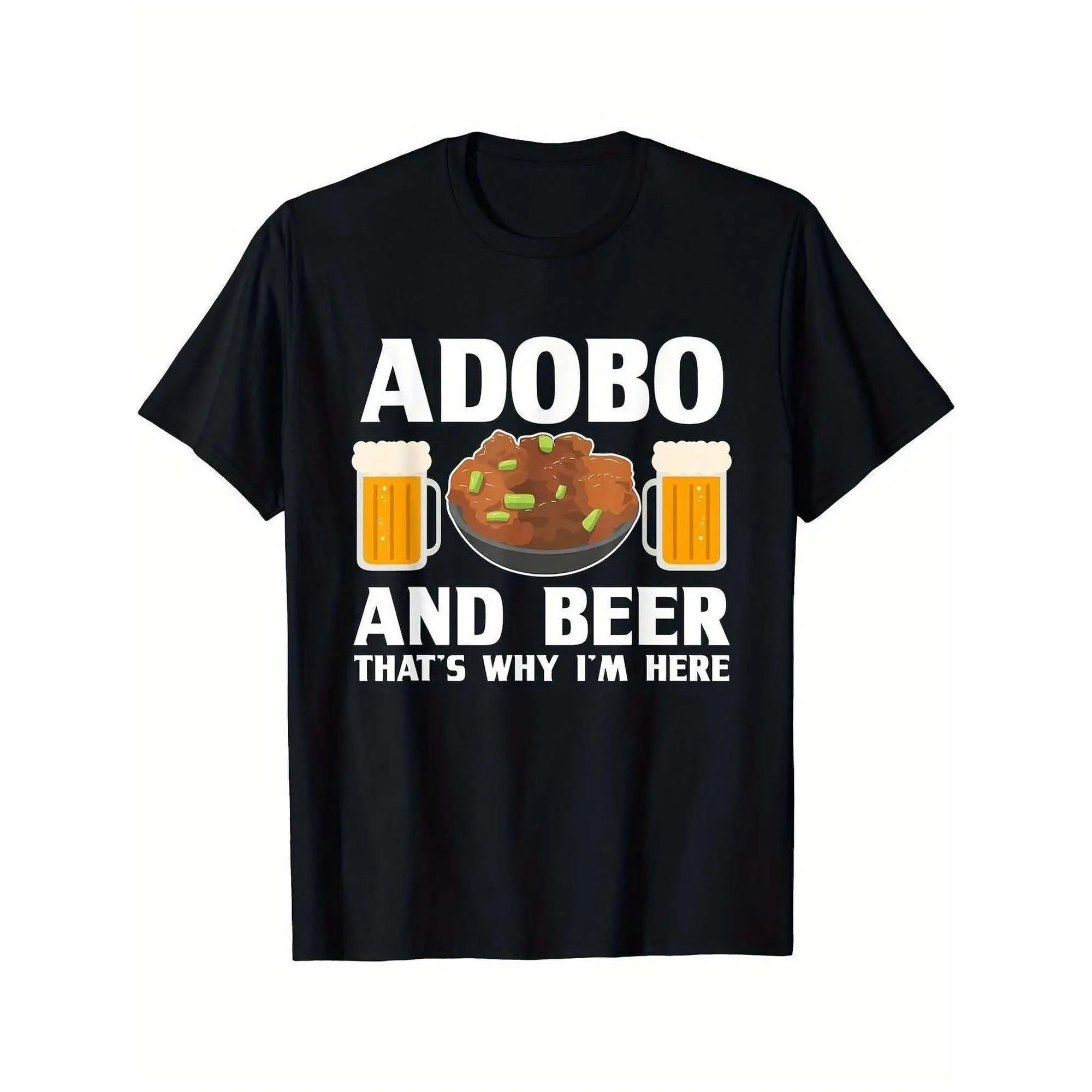 

Funny Adobo and Beer T-shirt Men Women Filipino Foodie Gift That's Why I'm Here Graphic Tee Philippines Pride Top