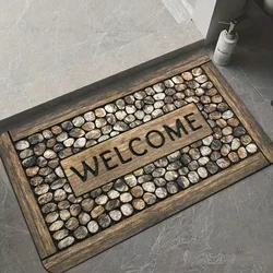 Welcome Door Mat Letter Print Non-slip Washable Carpet for Laundry Room Bathrooms Doorway Leisure Area Home Decor Doormat