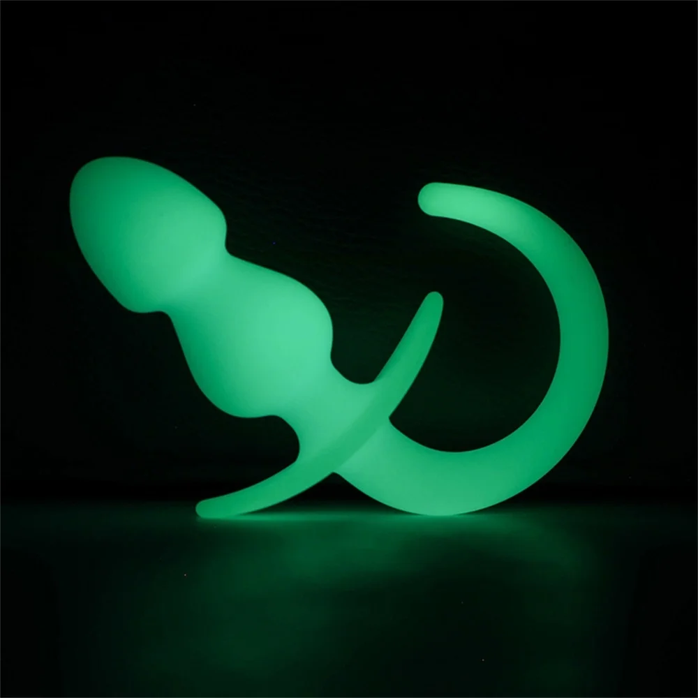 Luminous Silicone Dog Tail Anal Plug Sex Toys For Female Male Gay Puppy Tails Anal Beads Cosplay Slave Butt Plug Fetish Anus