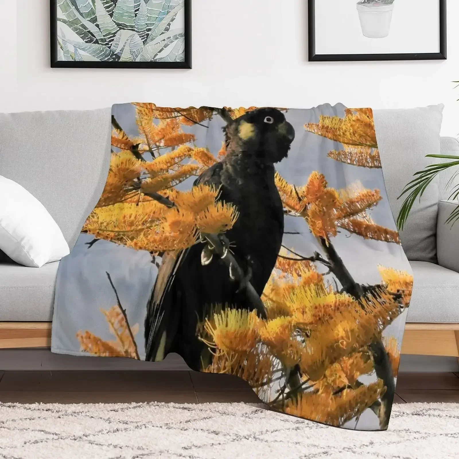 

Yellow Tail Black Cockatoo (4) Throw Blanket Decoratives Thin Plaid on the sofa Picnic Blankets