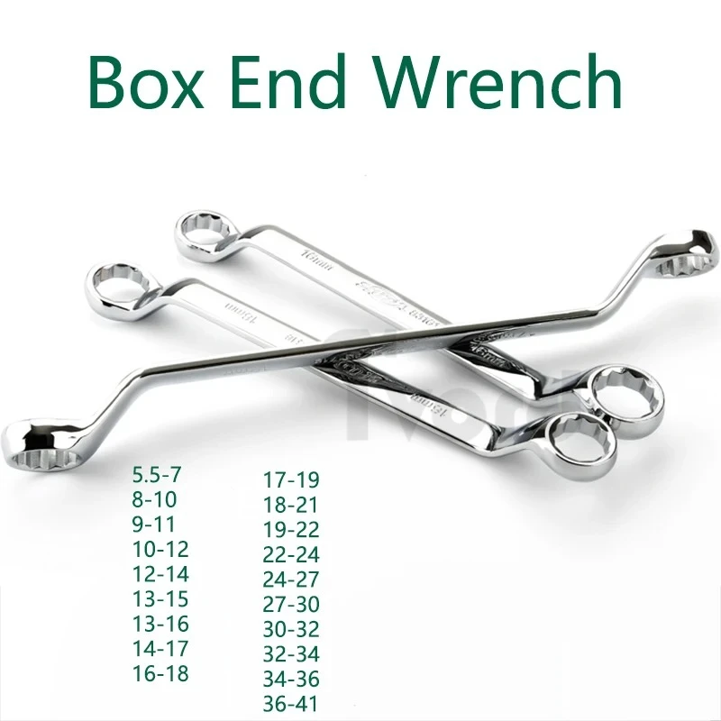 

5.5mm~41mm Box End Wrench Double-ended Spanner Double Head Heat Treated Hardened Offset Ring Spanner Bicycle Repair Tools