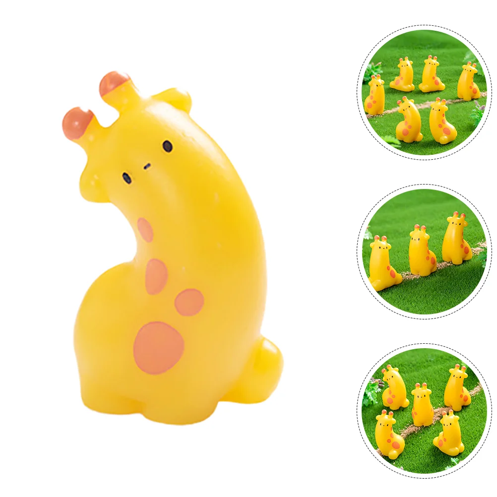 

6pcs Giraffe naments Cute Resin Figurines Desk Decor Gardening Accessories Small Animal Statues Miniature