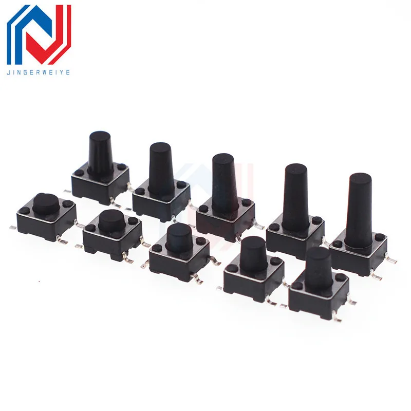 50pcs/Lot Size 6*6mm Touch Switch Patch 6*6*4.3mm/4.5/5/5.5/6/6.5/7/8/9/10mm PCB Panel Keypad Switch