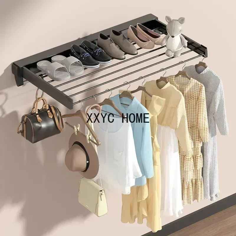 Invisible Retractable Drying Rack Multifunctional Bathroom Towel Rack Indoor Balcony Folding Telescopic Drying Rod No Punch Hole