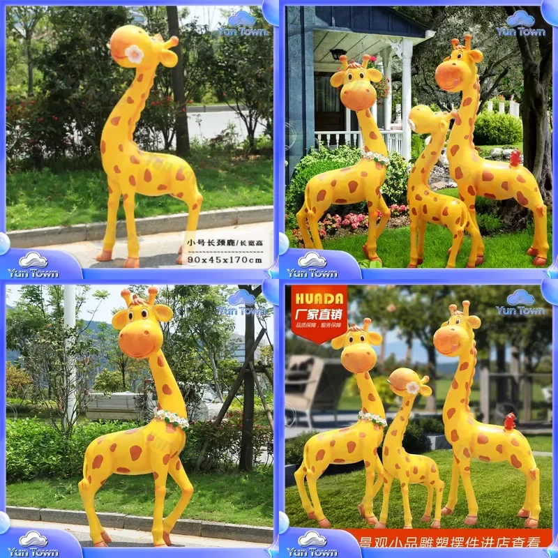 FRP Giraffe Sculpture Ornament for Outdoor Decoration Garden Park Villa Community Real Estate Landscaping Animal Simulation