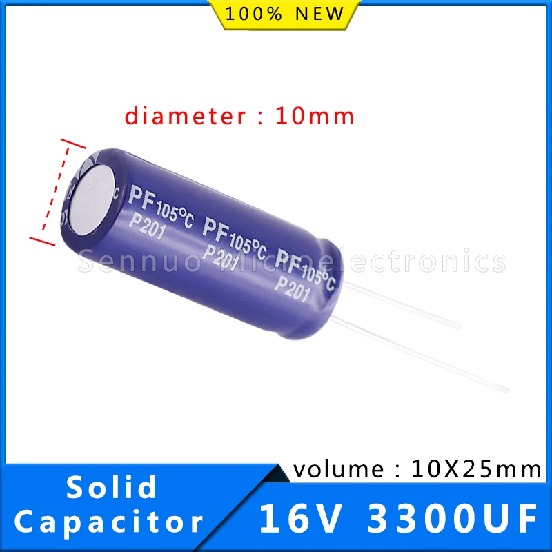 10 pz condensatore 3300 uf 16 v condensatori elettrolitici solidi 3300 uf 16 v volume 10x25mm condensatori elettrolitici in alluminio nuovo di zecca