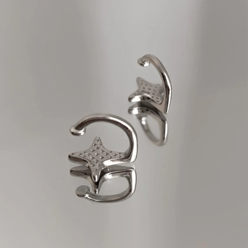 R2LE سهلة الارتداء وفريدة من نوعها على شكل نجمة للأذن، دبوس أذن أنيق على شكل نجمة، مشبك على شكل عظمة، صفعة أذن على شكل نجمة