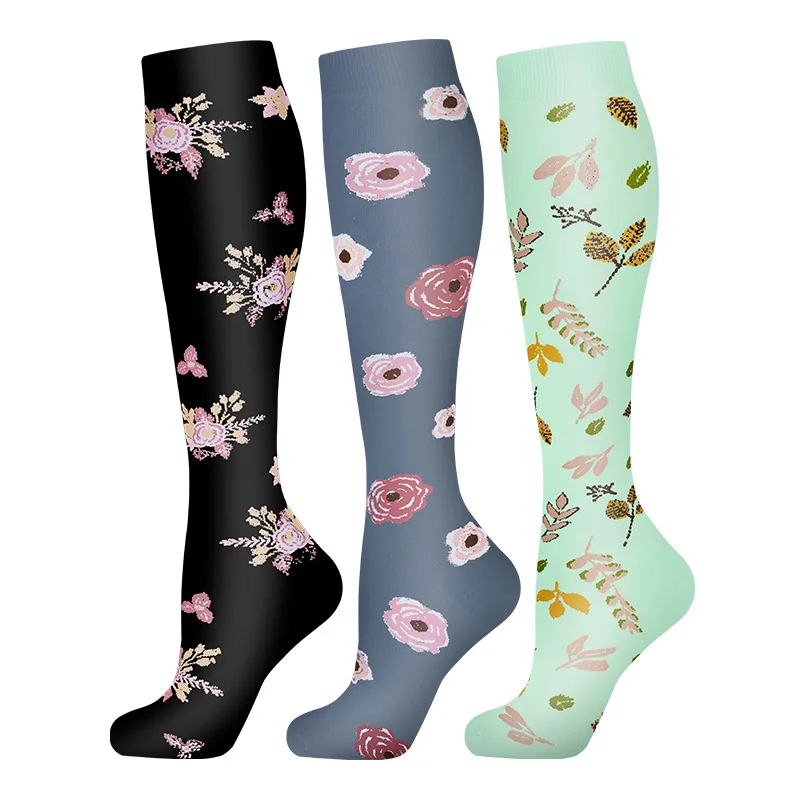3/6 Paar Kompressionssocken Outdoor-Sport Reiten Kompresse Stretchstrümpfe Krankenschwester Wadendruck Beinsocken Geschwollene Krampfadern – Detail 12