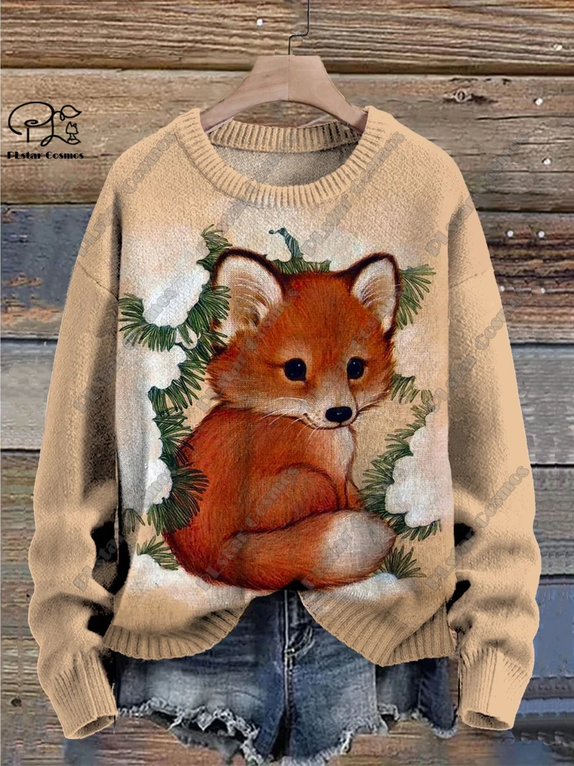 New Animal Series 3D Printed Retro Cute Fox Art Print Genuine Ugly Sweater Winter Casual Unisex Sweater