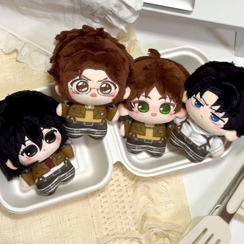 10cm Levi Eren Jaeger Mikasa Hange Zoe Cotton Doll Anime Plush Toy Soft Stuffed Dolls Cute Bag Pendant Keychain Birthday Gift