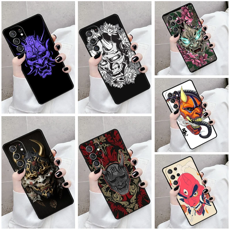 Phone Case For Samsung Galaxy S24 S23 S21fe S22 Ultra Plus Note 10 20 S8 S9 S10 Cover Oni Mask Hannya Demon Evil Japanese