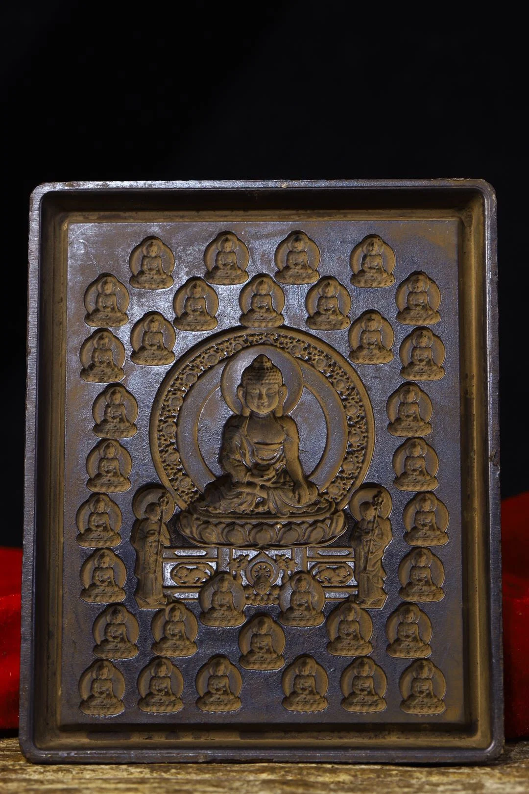 

6"Tibetan Temple Collection Old Bronze Cinnabar Rub the buddha Mold Tools for making buddha statues Amulet Town House Exorcism