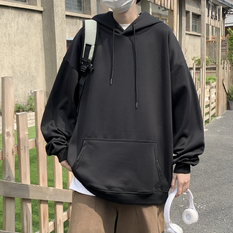 

Однотонная толстовка с капюшоном из флиса, мужская повседневная свободная осенняя куртка в уличном стиле, модная брендовая одежда для пар