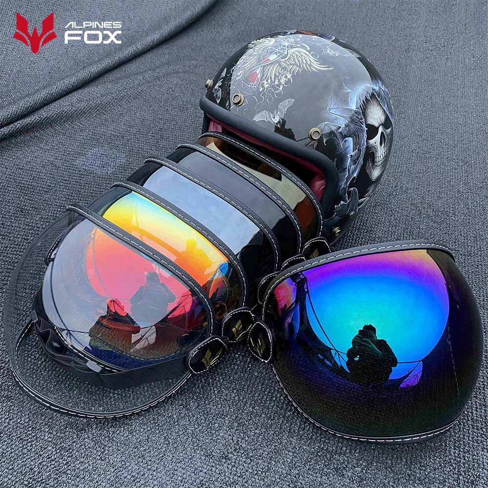 

Vintage Retro Open Face Half Helmet Motorcycle Helmet Bubble Shield Visor Lens Sunglasses Goggles Accessories