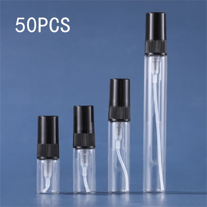 5/50PCS 2/3/5/10ML Schwarz Kosmetik Flasche Tragbare Glas Parfüm Flasche leere Nachfüllbare Flasche Probe Flasche Dünne Glas Fläschchen