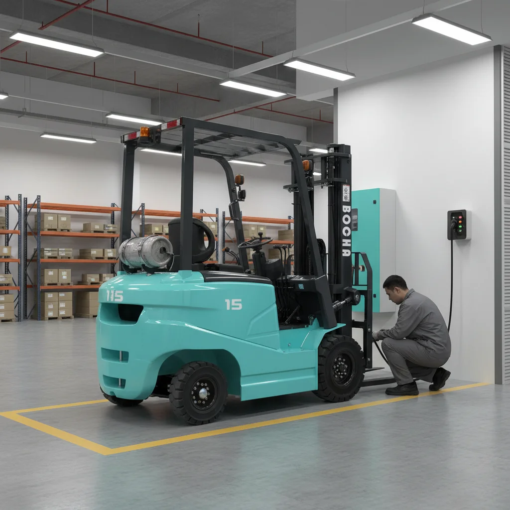 

Electric Forklift Battery Powered Lift Truck Pallet Stacker For Warehouse Logistics Cargo Transport Equipment