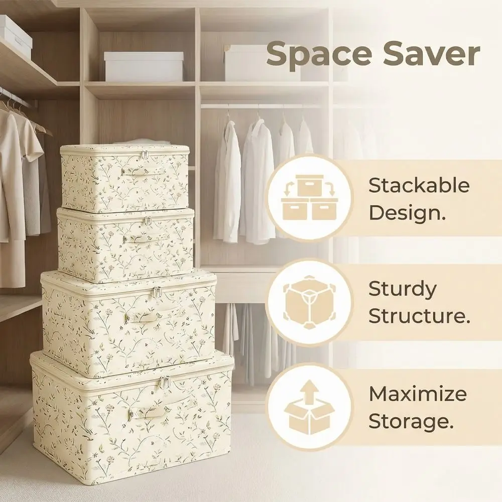Practical Foldable Clothes Quilt Storage Box Space Saving Dustproof Toy Storage Box Washable with Zipper Laundry Basket for Home